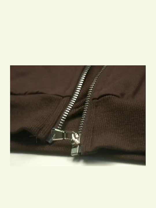 Kids Sweatpants Set With Jacket Dark Brown