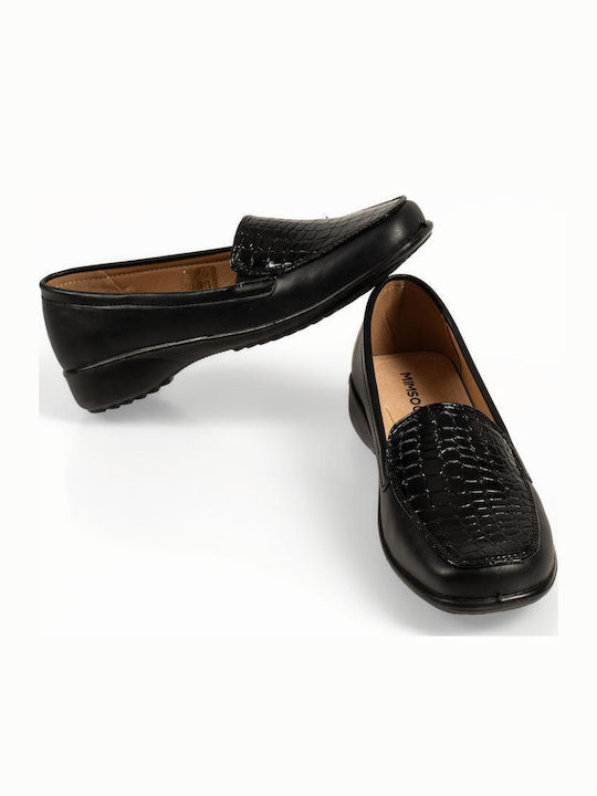 Lackleder Damen Mokassins in Schwarz Farbe
