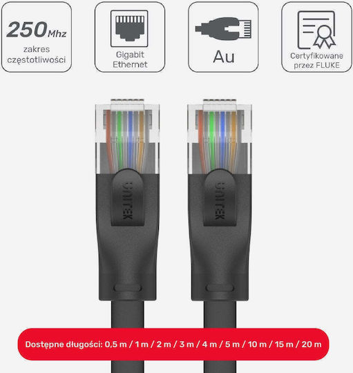 Unitek Равен U/UTP Кат.6 (Gigabit) Мрежов Кабел Ethernet 2м Черен