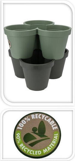 Home&Styling Collection Plastic Flower Pot Flower Pot For Three Flowers 20x20x20cm