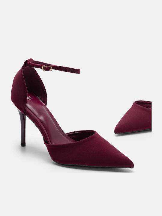 Pantofi cu toc cu Barete Burgundy