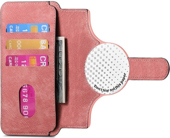 Caseneo MW-03S Magnetic Detachable Wallet Case Smartphones 6.7 Inches Pink Universal Book Cover