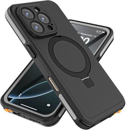 Redpepper IP68 Waterproof Case Magsafe Support Base iPhone 16 Pro Black