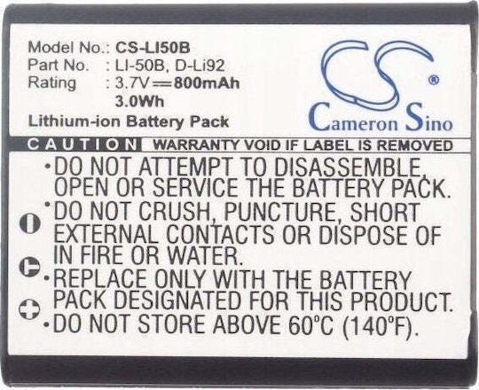 Cameron Sino Rechargeable Battery Rechargeable Battery Type Li50b Li-50b Olympus Ricoh Pentax Casio Ge Kodak Cs-li50b