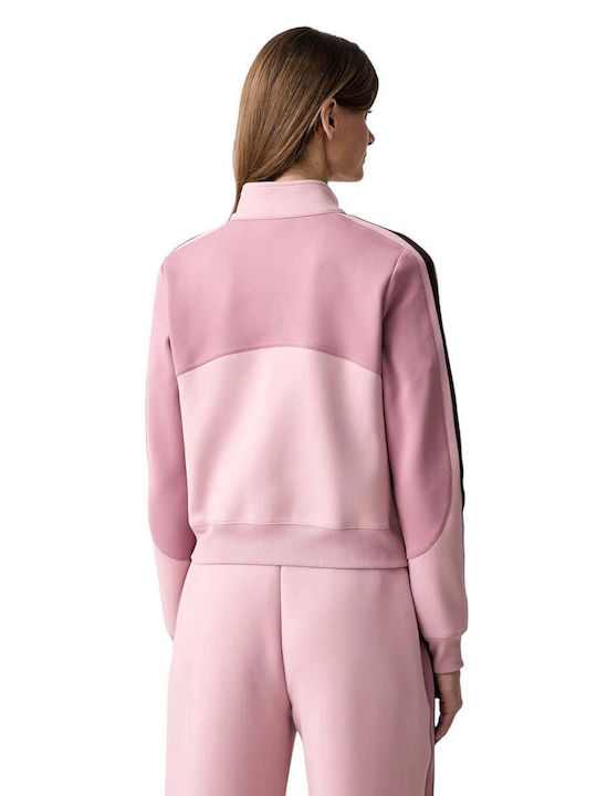 Lange Gestrickte Damen Strickjacke mit Reissverschluss Rosa
