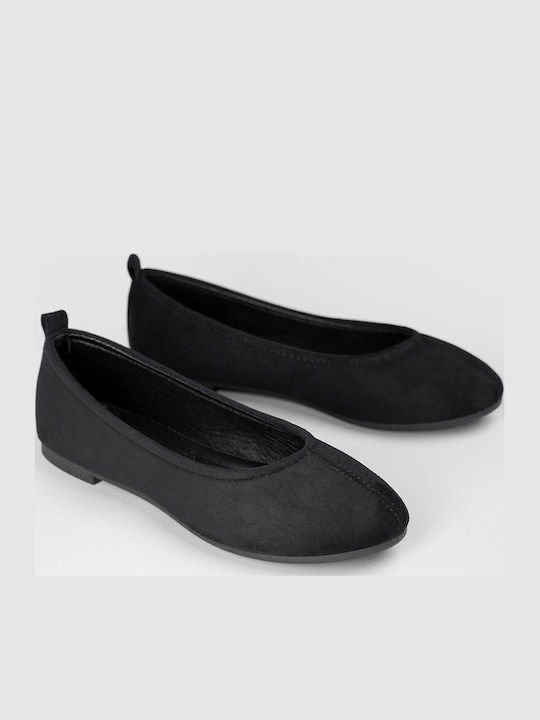 Wildleder Damen Ballerinas Spitz zulaufend Schwarze