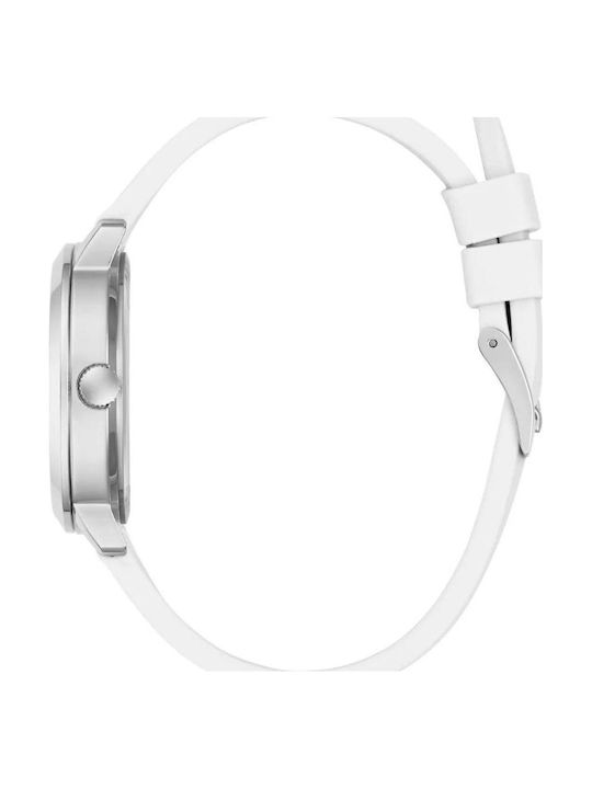 Guess Guess Women’s Battery Watch with White Leather Strap