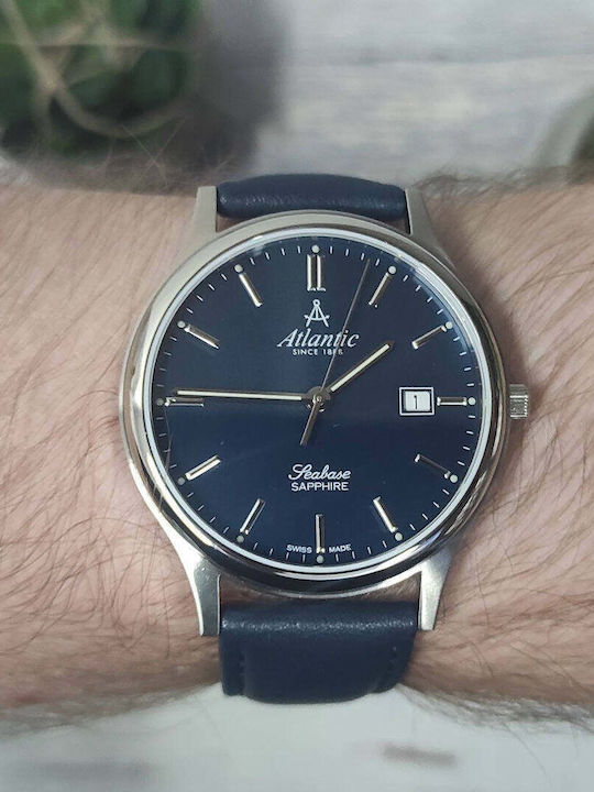 Atlantic Men's Watch 40mm Battery with Blue Leather Strap Atlantic Men's Watch 40mm Battery with Blue Leather Strap