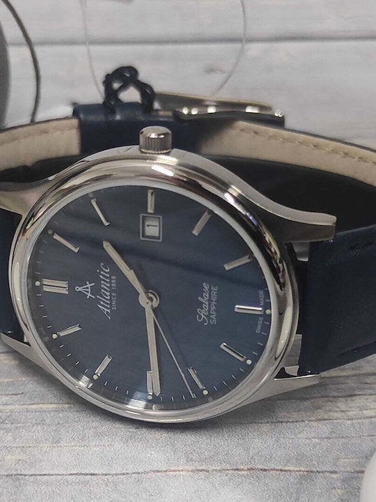 Men's Watch 40mm Battery with Blue Leather Strap