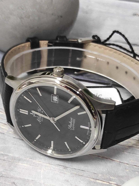 Men's Watch 40mm Battery with Black Leather Strap