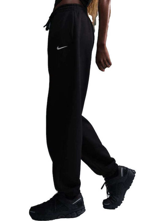 Sportswear Ψηλόμεσο Παντελόνι Φόρμας με Λάστιχο Fleece Μαύρο
