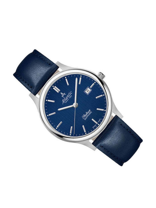 Men's Watch 40mm Battery with Blue Leather Strap