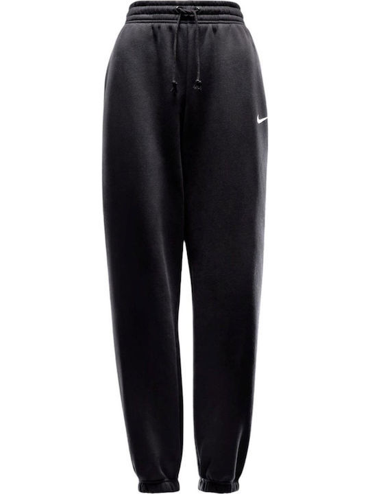Sportswear Ψηλόμεσο Παντελόνι Φόρμας με Λάστιχο Fleece Μαύρο