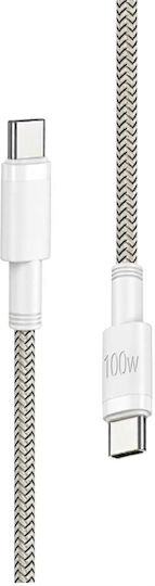 Leewello USB 2.0 Cable USB-C male - USB-C 100W PD Λευκό 1m 783223-ΛΕΥΚΟ