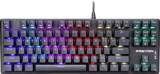 Preyon Blitz Claw Gaming Μηχανικό Πληκτρολόγιο Tenkeyless με Gateron Brown διακόπτες και RGB φωτισμό (Αγγλικό US)