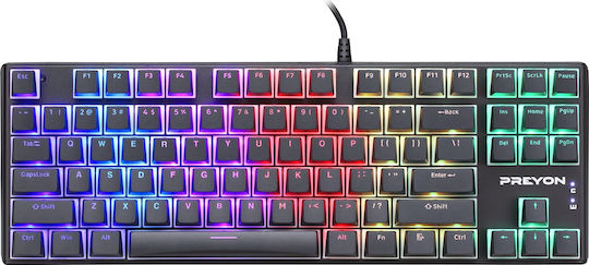 Preyon Blitz Claw Gaming Μηχανικό Πληκτρολόγιο Tenkeyless με Gateron Brown διακόπτες και RGB φωτισμό (Αγγλικό US)