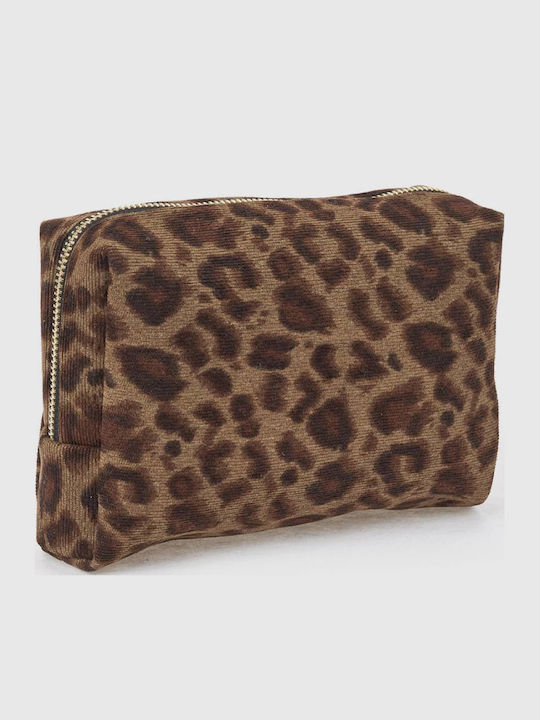Verde Дамски Козметичен Несесер 07-0000440 Animal Print Кафяв