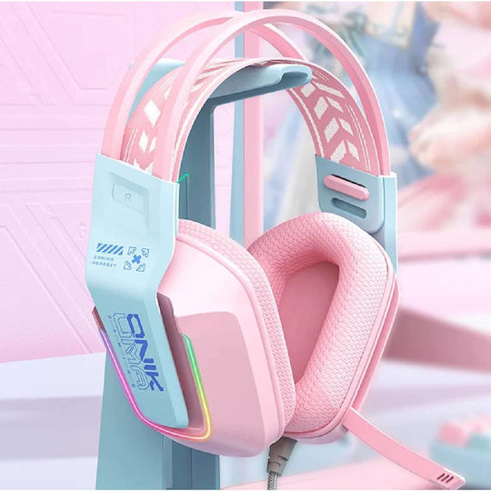 Onikuma X13 Over Ear Gaming Headset with 3.5mm / USB Connection Pink