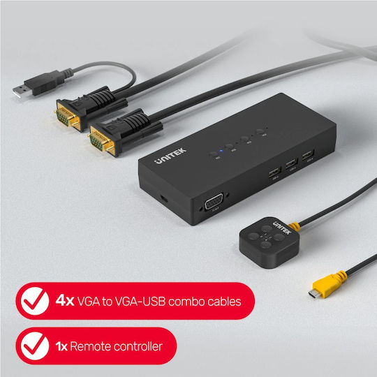 Unitek U-8710ABK KVM & Data Switch με VGA