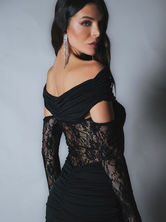 Summer Dress with Ruffles Black