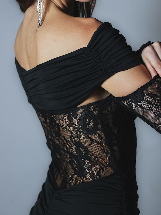 Summer Dress with Ruffles Black