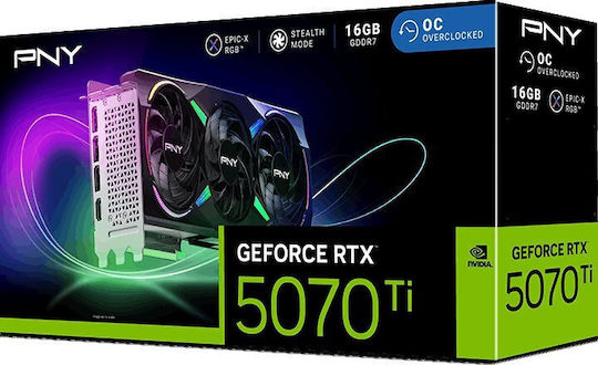PNY GeForce RTX 5070 Ti 16GB GDDR7 Троен Вентилатор Видео Карта