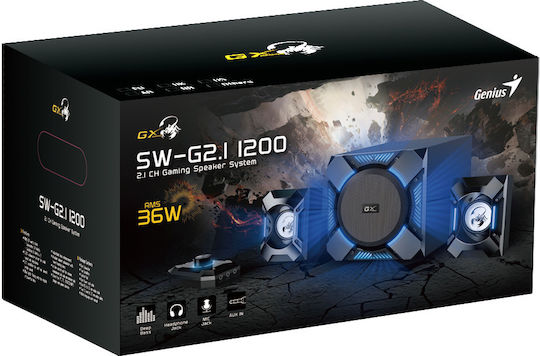 SW-G2.1 1200 Ηχεία Υπολογιστή 2.1 με Ισχύ 36W Μαύρα