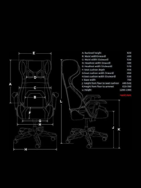 E-Blue Cobra Scaun Gaming Din piele ecologică cu Brațe Reglabile Roșie