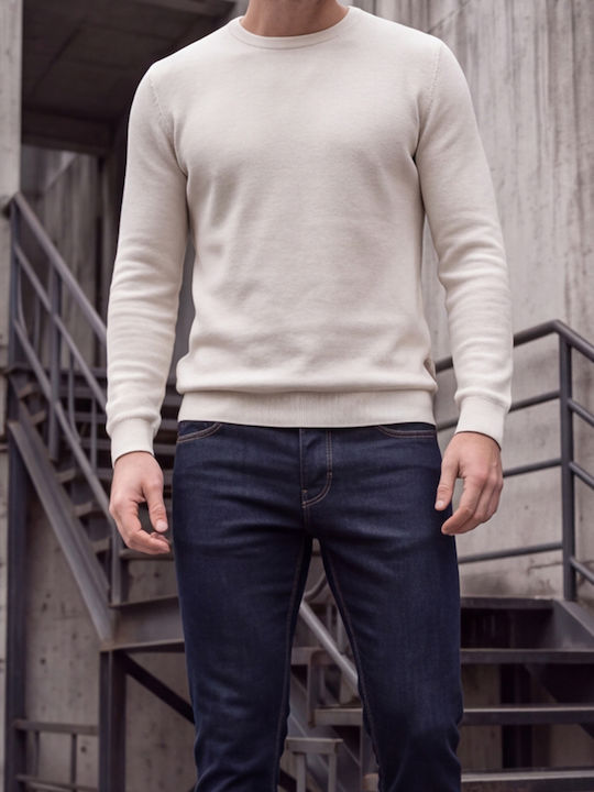 Men's Elastic Slim Fit Dark Blue Jeans Pants