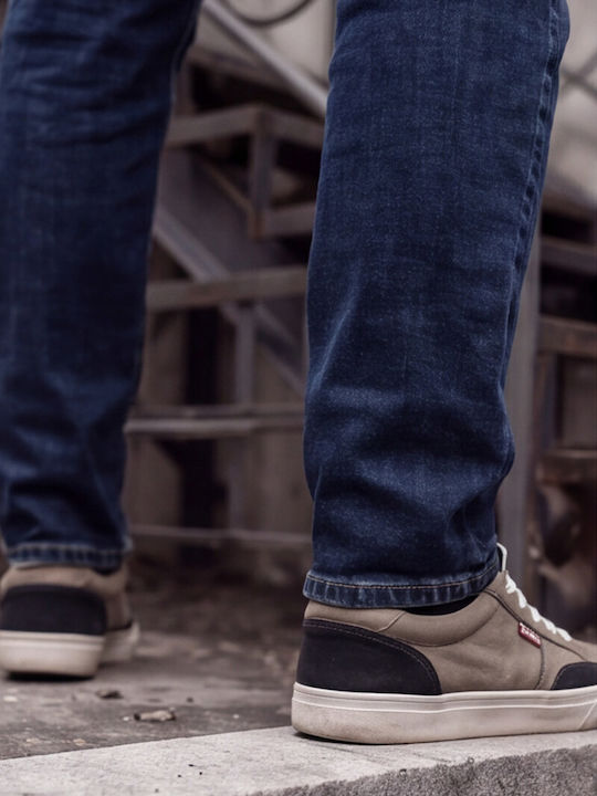 Men's Elastic Slim Fit Dark Blue Jeans Pants