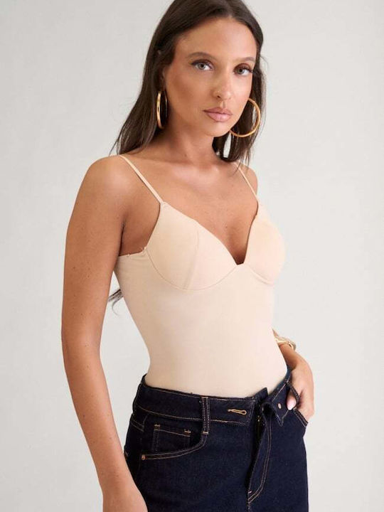Padded Bodysuit Beige