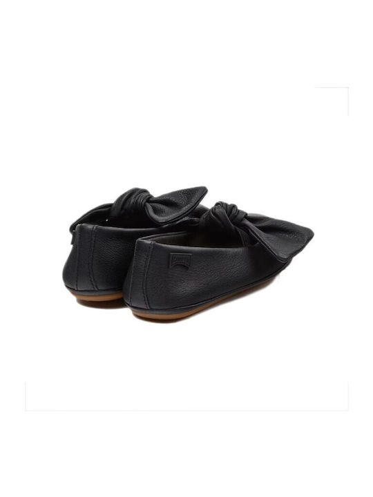 Kids Ballerinas with Hook & Loop Closure Leather Black