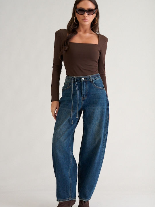Decoro Damen-Bodysuit mit Rollkragen und Spitze Braun