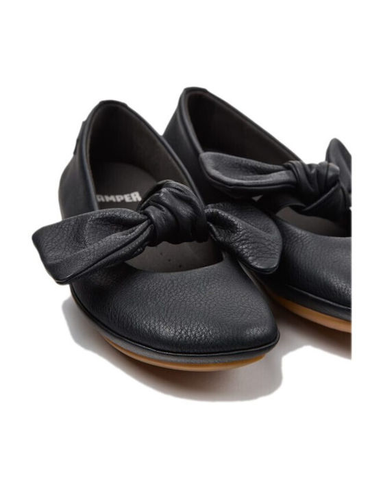 Kids Ballerinas with Hook & Loop Closure Leather Black