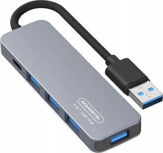Canyon USB-Hub mit 4 Anschlüssen USB 3.0 mit USB-C Anschluss Silber