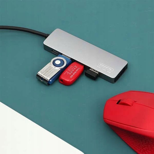 Canyon USB-Hub mit 4 Anschlüssen USB 3.0 mit USB-C Anschluss Silber