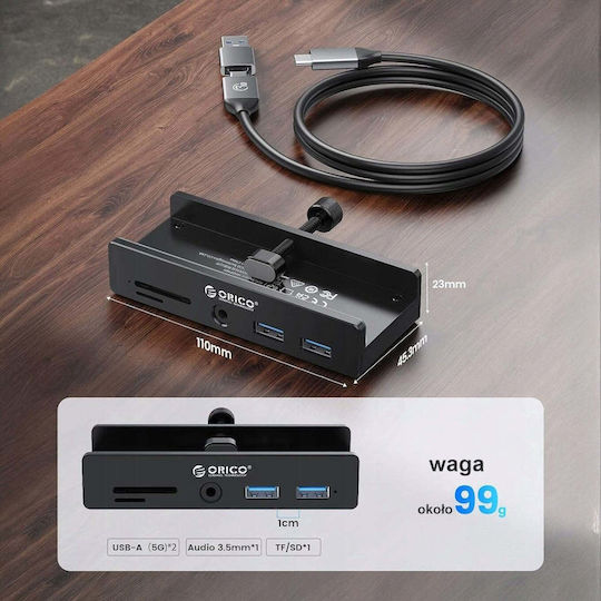 Orico USB-Hub Mit 4 Anschlüssen mit USB-A / USB-C
