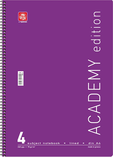 Typotrust Спирал Тетрадка На райета A4 120 Листа 4 Теми Academy 1бр (Различни цветове)