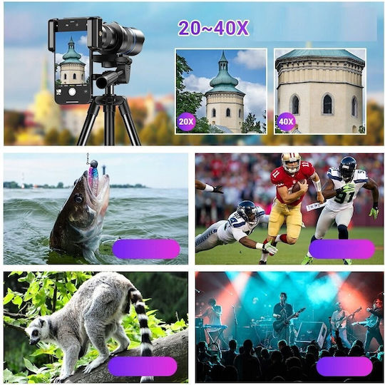 Apexel Телефото Zoom Оптичен Фокус Обектив 20-40x + Статив Apexel Смартфон Apl-20-40xjj029