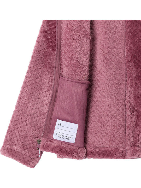 Kinder-Strickjacke Fleece Rosa Sherpa Full