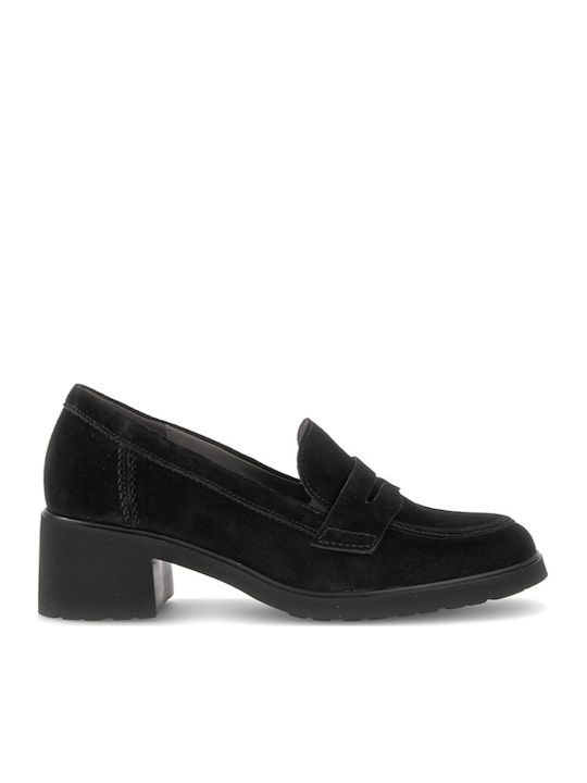 Кожени Loafer Обувки На Ток Черни