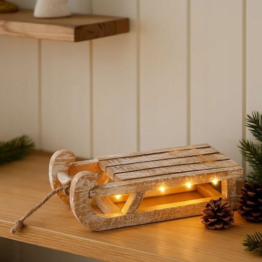 Home&Styling Collection Изпълнена със светлина Коледна Дървена Фигура Шейна Височина 32см