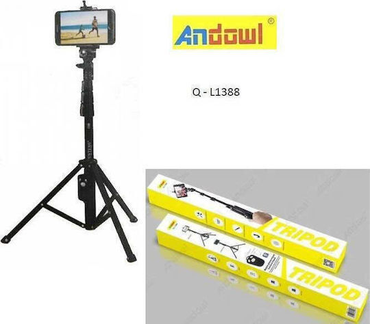 Andowl Q-l1388 Selfie Stick Mobile Tripod & Photography Tripod Bluetooth Black