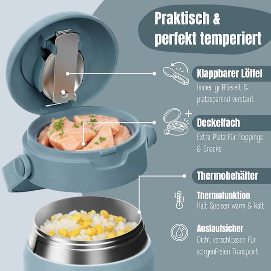 Bearfoot Edelstahl Kinderlebensmittelbehälter 0,5 Liter Blau