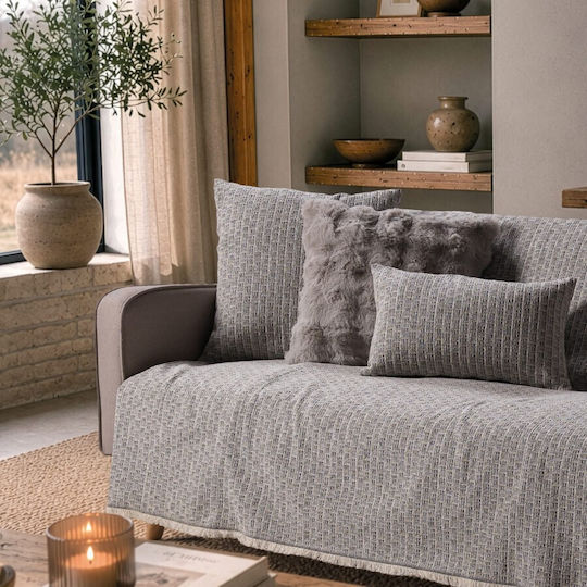 Teoran Joliet Decke Für Dreisitzer-Sofa 180x300cm Silber Grau