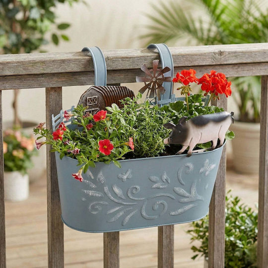 Home&Styling Collection Blue Metallic Flower Pot 34x25x27cm