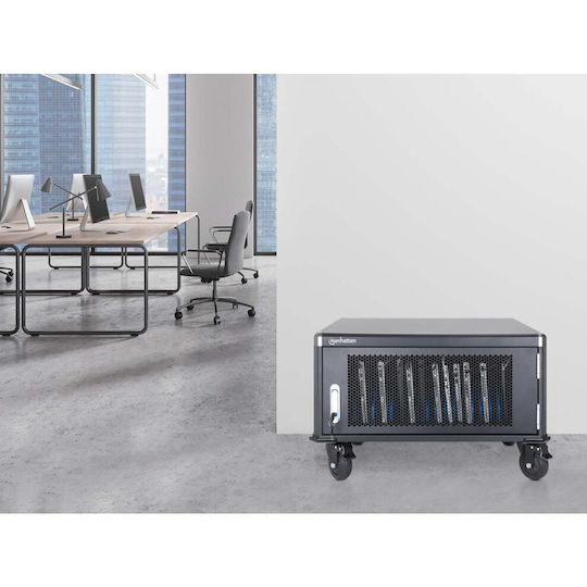 Manhattan Manhattan Station Cabinet Charging Cart 20 Laptops 16" 20 Ac 230v Sockets