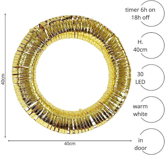 Victoria Sport Christmas Decorative Wreath With Diameter 40cm Gold