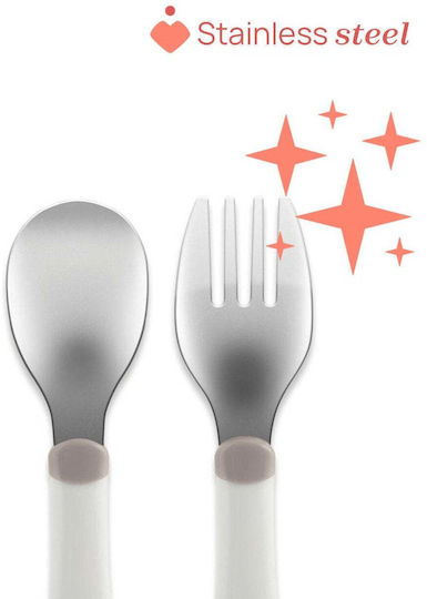Chicco Set Tacâmuri Pentru Bebeluși Din Metal Pentru 18+ Luni Gri 2 Bucăți