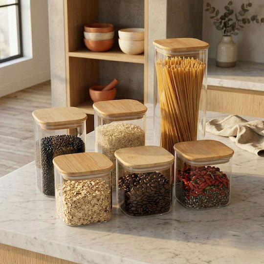 Kesper Set Bamboo Transparent Lunch Boxes 10x10cm 6 Pieces